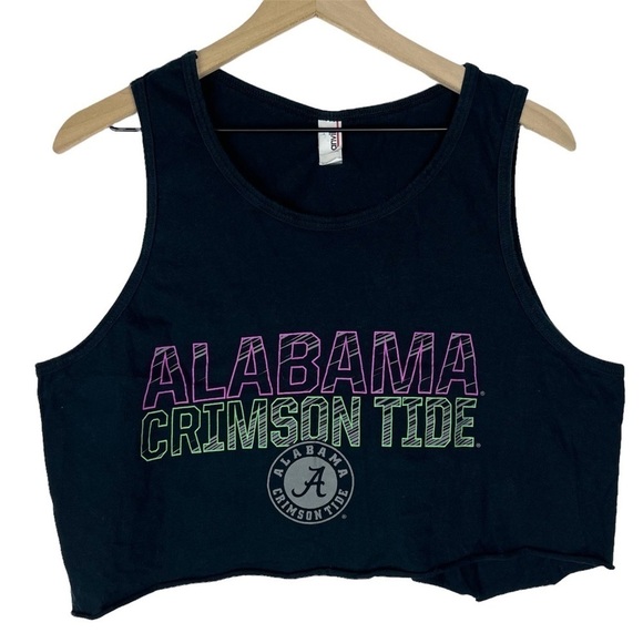 ALABAMA Football Crop Top Tank Cut Off Shirt Neon Game Day Roll Tide Size Large - Picture 1 of 7